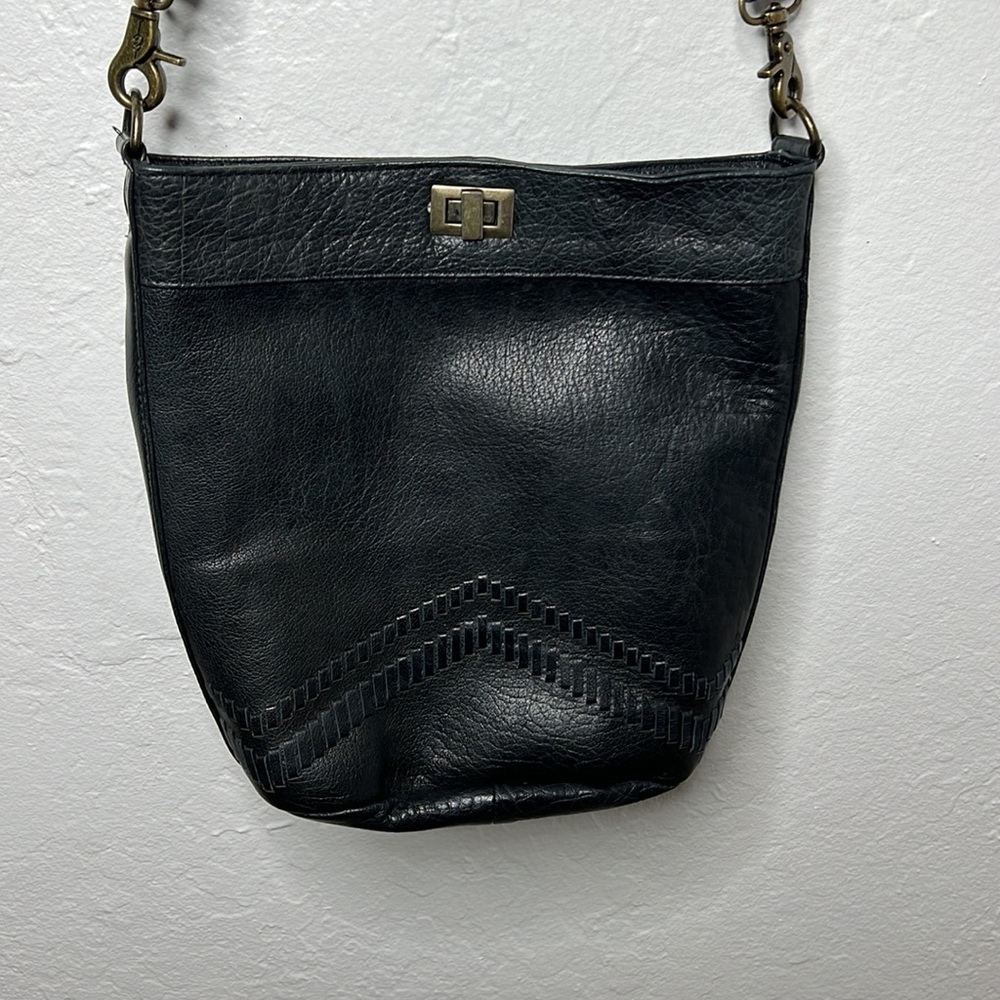 Anthro Day & Mood Black Leather Bucket Bag